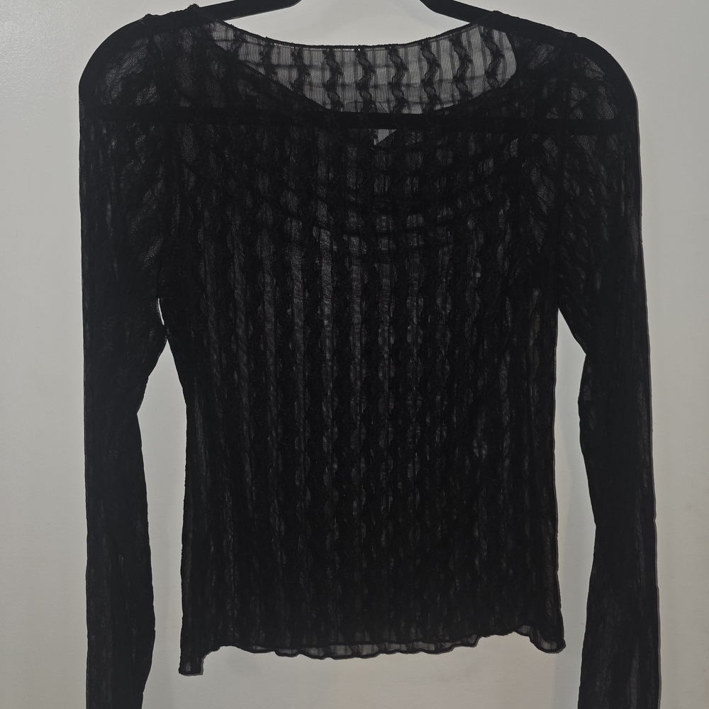wild fable Black Sheer Long Sleeve Top